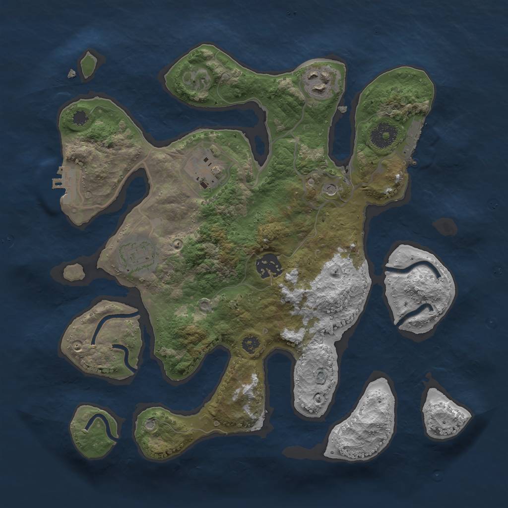 Rust Map: Procedural Map, Size: 3000, Seed: 6367, 9 Monuments