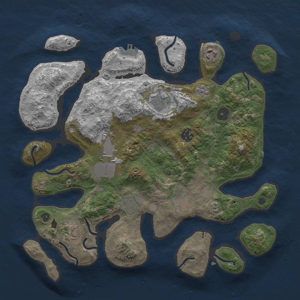 Rust Map: Procedural Map, Size: 3600, Seed: 5342896, 11 Monuments