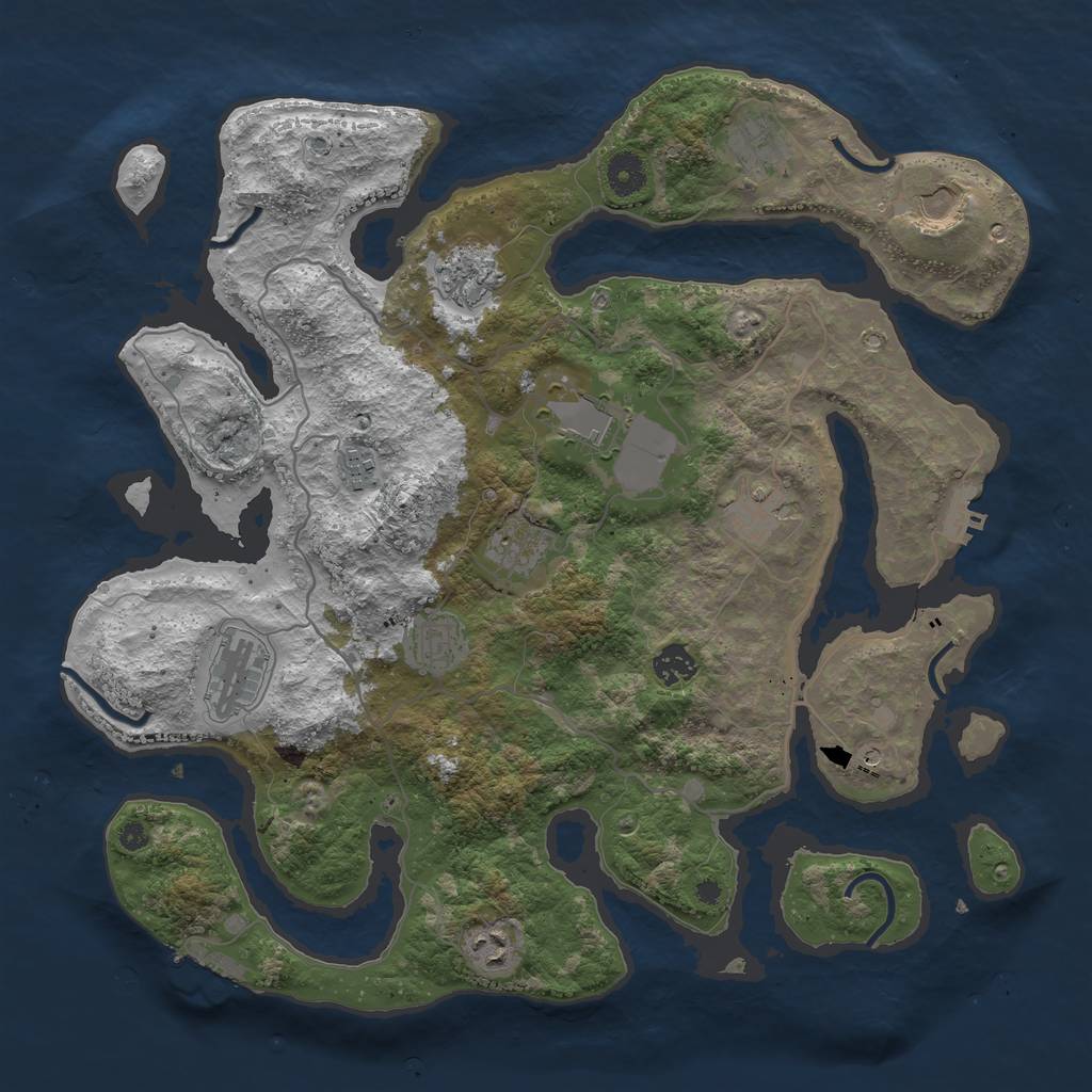 Rust Map: Procedural Map, Size: 4000, Seed: 13257613, 16 Monuments