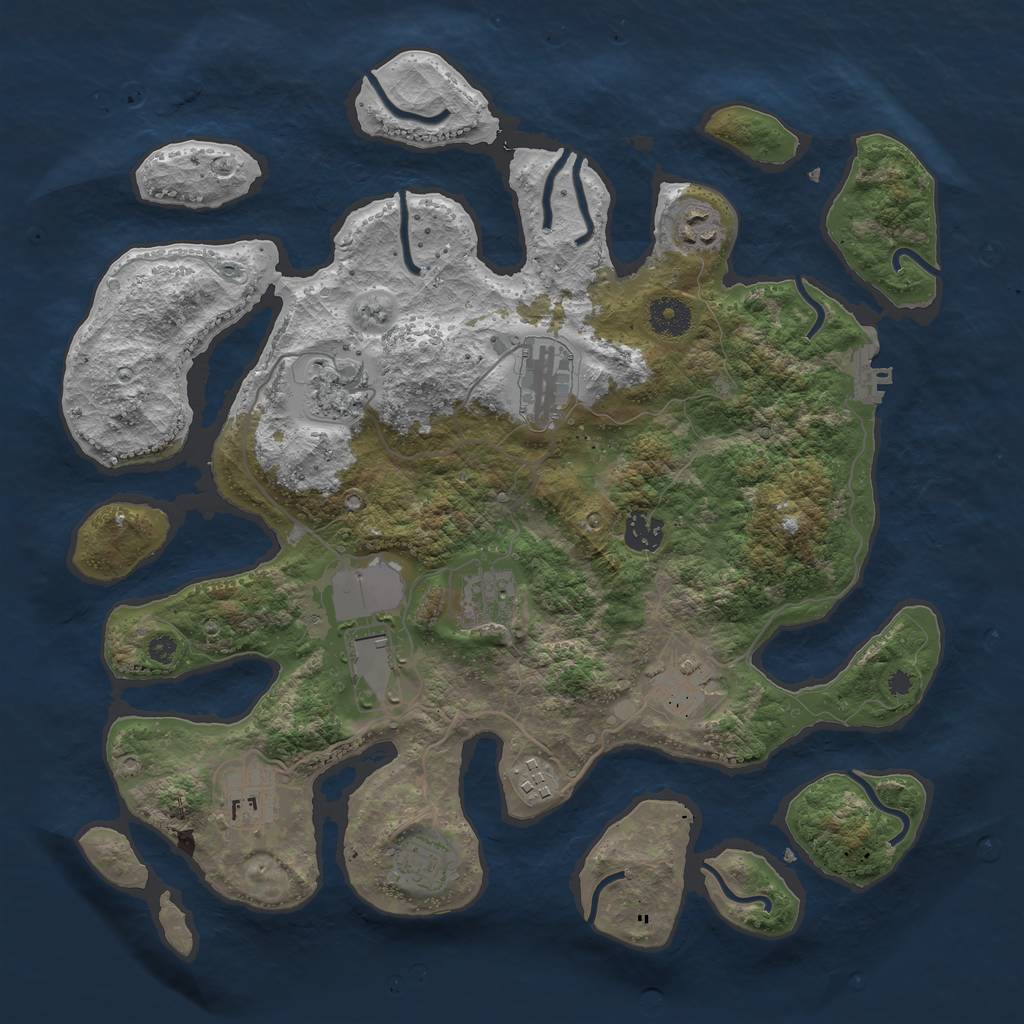 Rust Map: Procedural Map, Size: 3750, Seed: 5342896, 13 Monuments