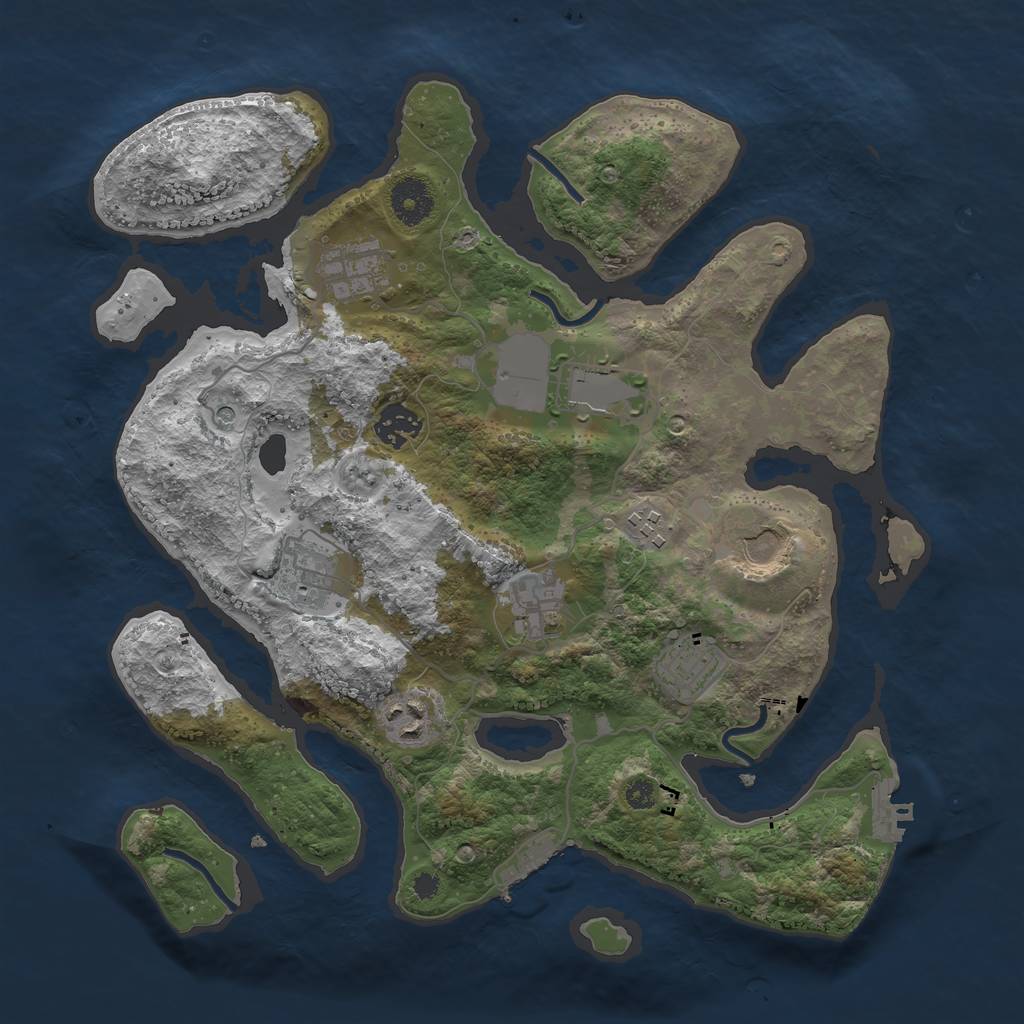 Rust Map: Procedural Map, Size: 3500, Seed: 9113, 14 Monuments