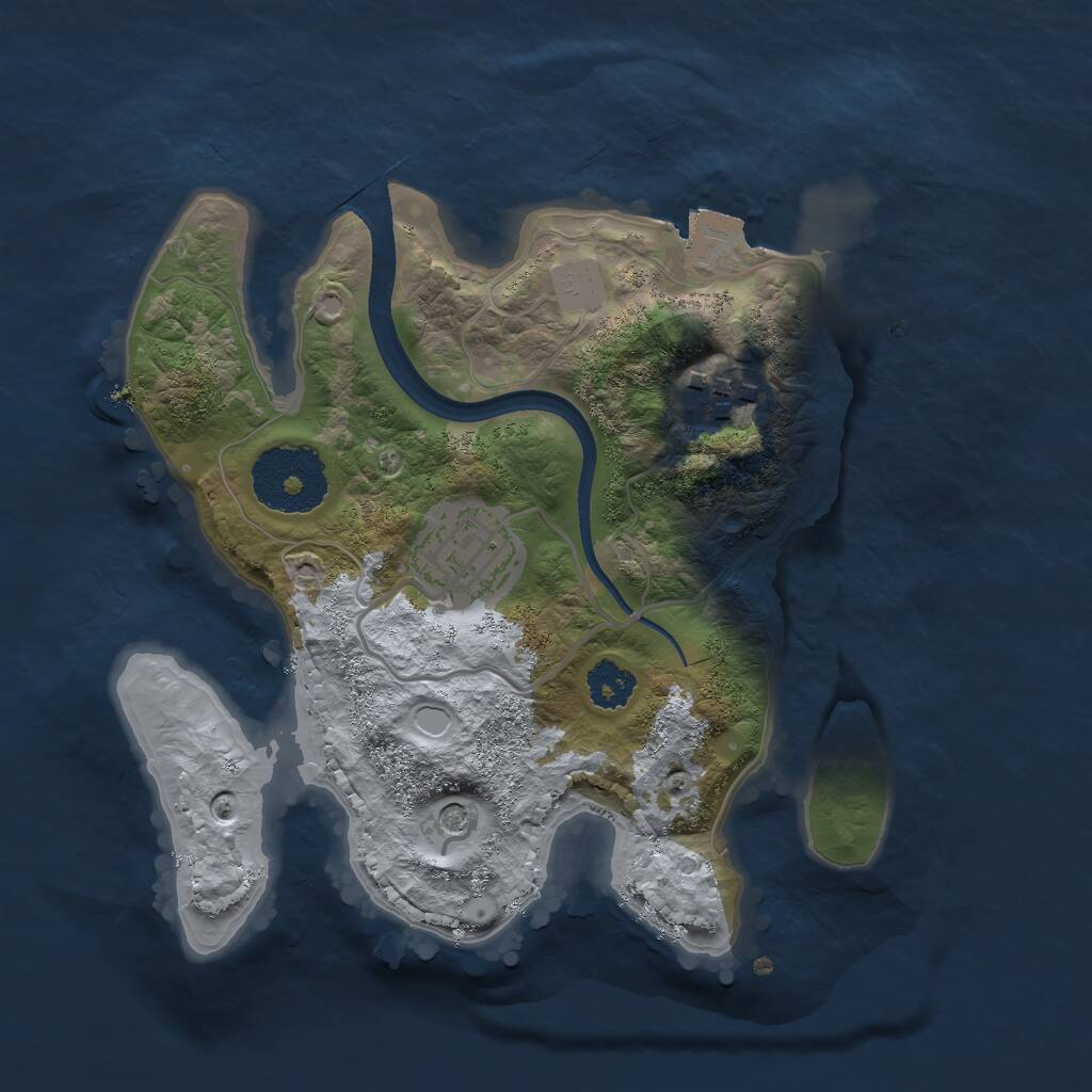 Rust Map: Procedural Map, Size: 2300, Seed: 3, 4 Monuments