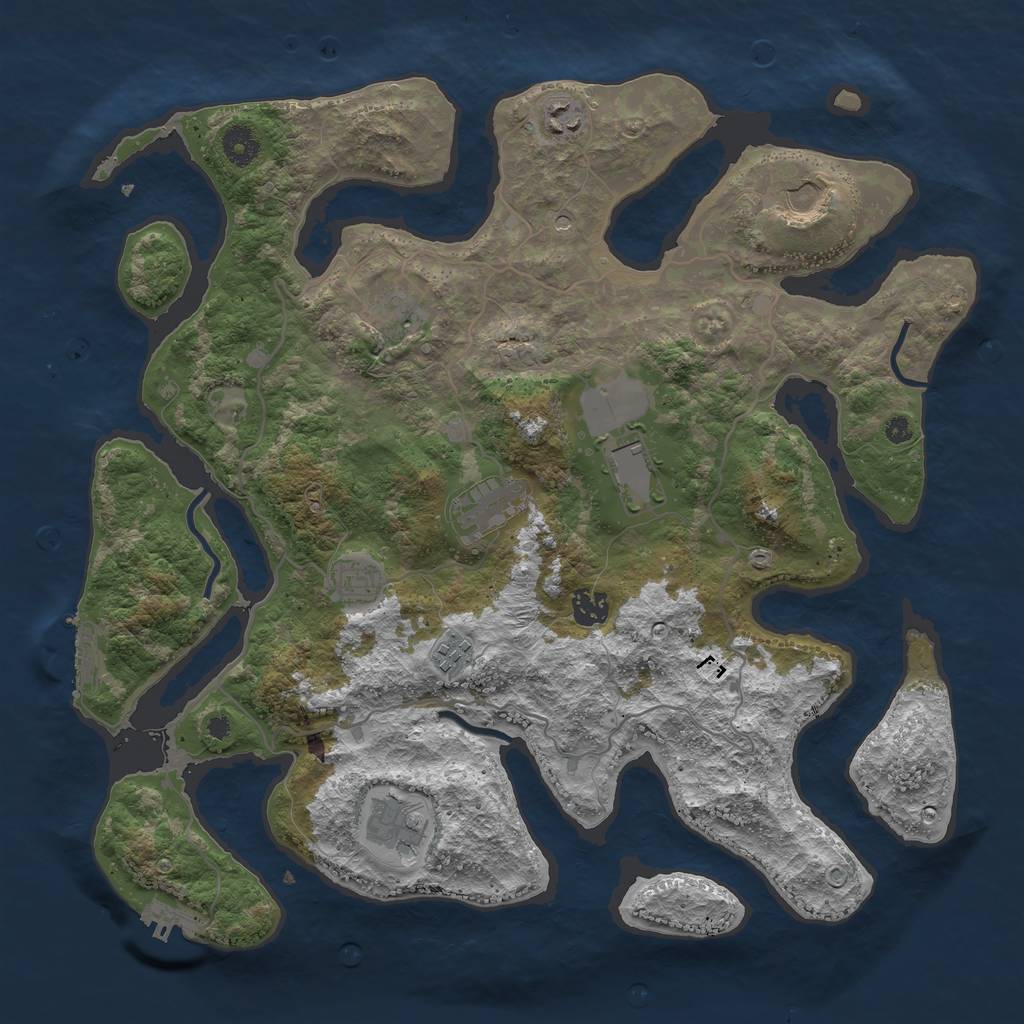 Rust Map: Procedural Map, Size: 4000, Seed: 357217, 14 Monuments