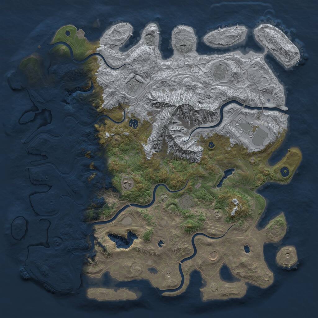 Rust Map: Procedural Map, Size: 5000, Seed: 1183952660, 14 Monuments