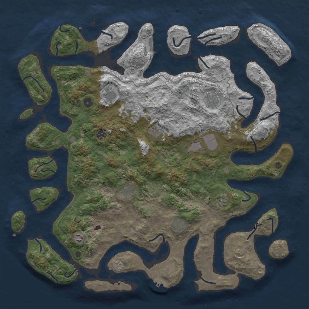 Rust Map: Procedural Map, Size: 5000, Seed: 1183952660, 15 Monuments