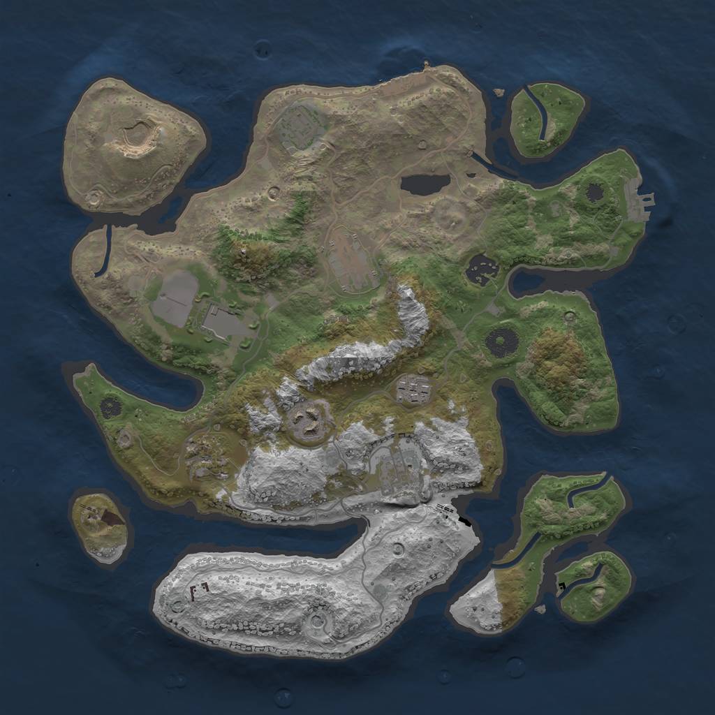 Rust Map: Procedural Map, Size: 3500, Seed: 91207, 14 Monuments