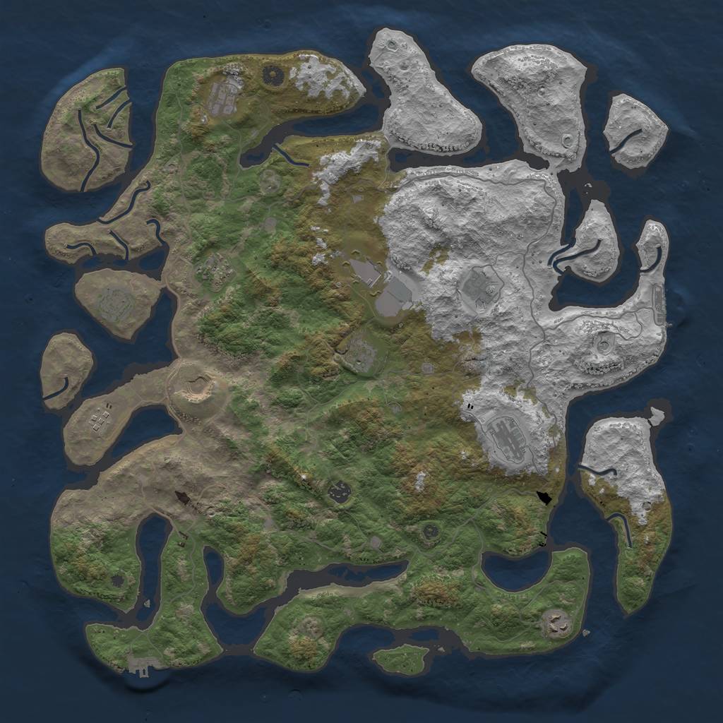 Rust Map: Procedural Map, Size: 5000, Seed: 1248261970, 16 Monuments