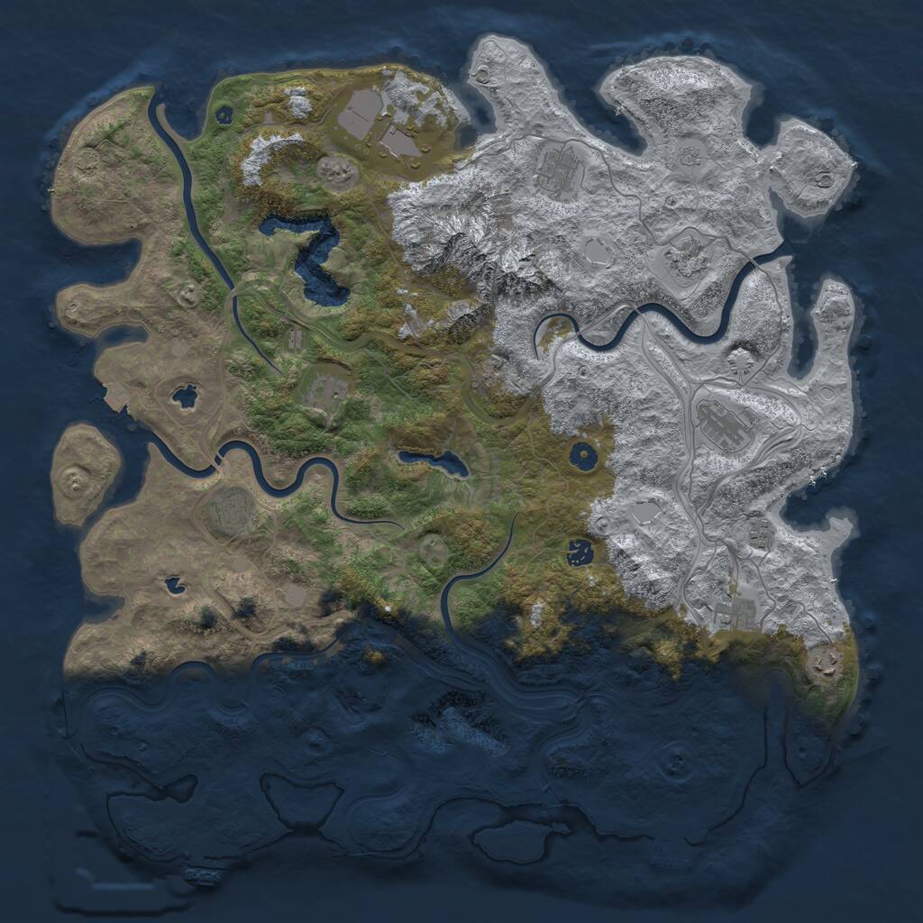 Rust Map: Procedural Map, Size: 5000, Seed: 1248261970, 16 Monuments