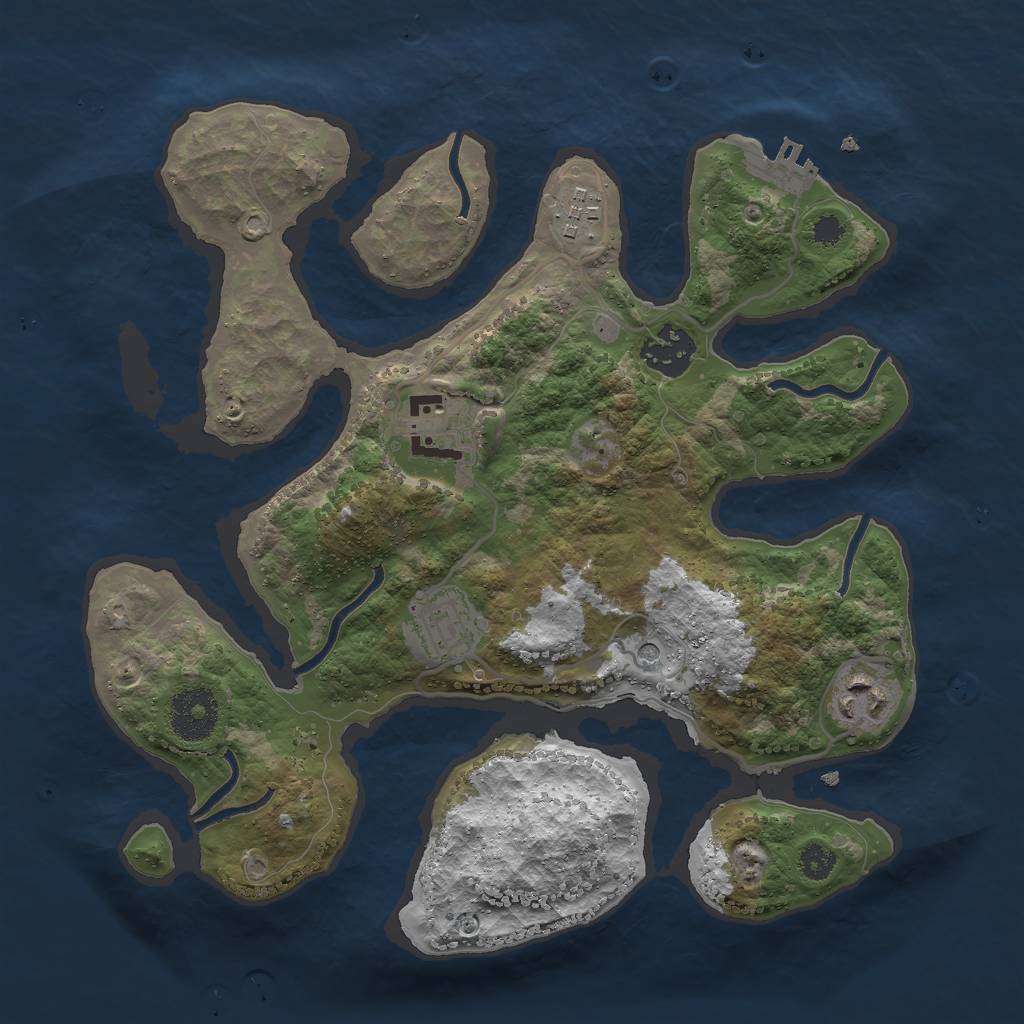 Rust Map: Procedural Map, Size: 3000, Seed: 801944065, 9 Monuments