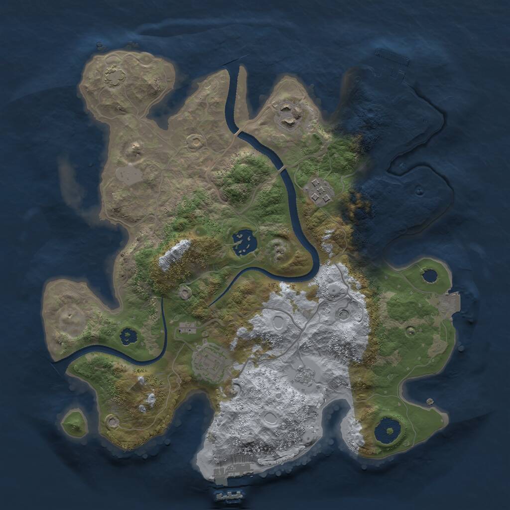 Rust Map: Procedural Map, Size: 3000, Seed: 801944065, 10 Monuments