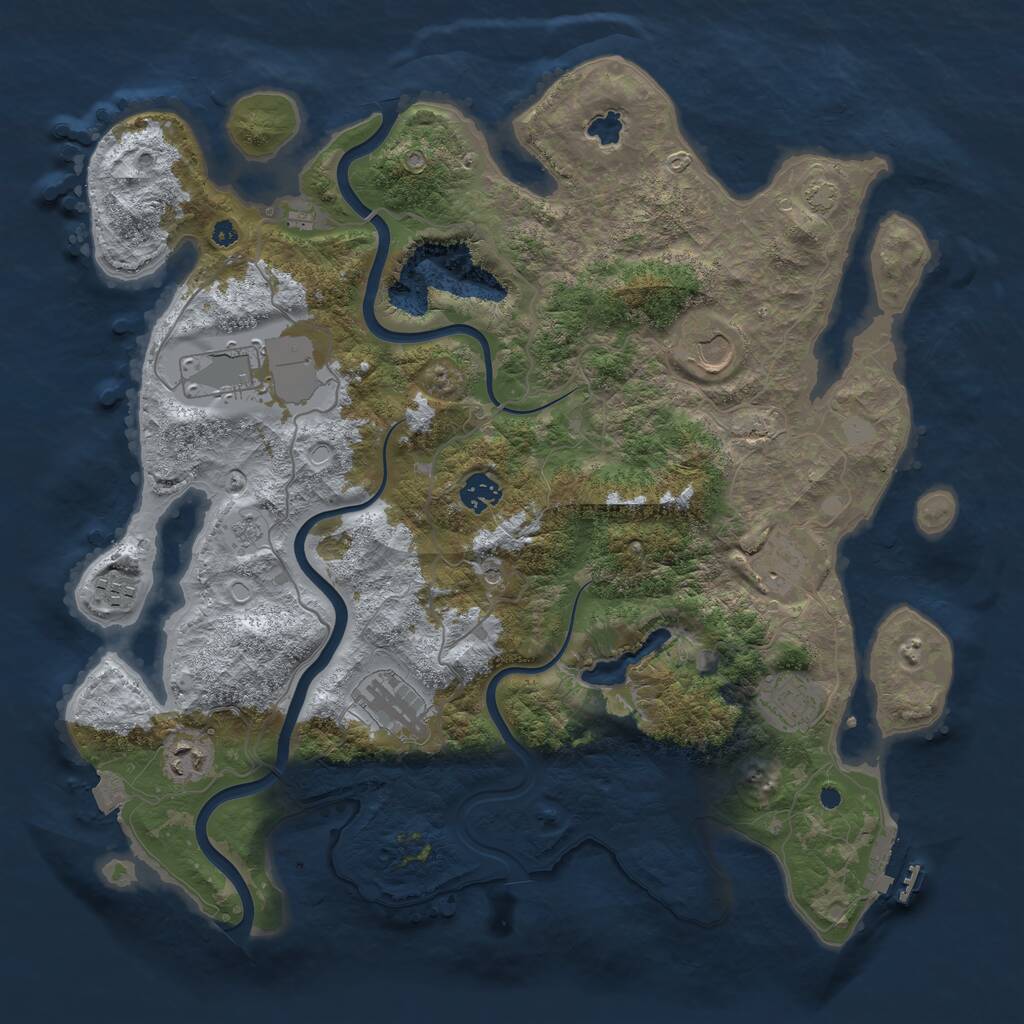 Rust Map: Procedural Map, Size: 4000, Seed: 444743, 13 Monuments