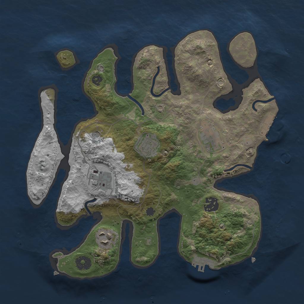 Rust Map: Procedural Map, Size: 3000, Seed: 2421762, 10 Monuments