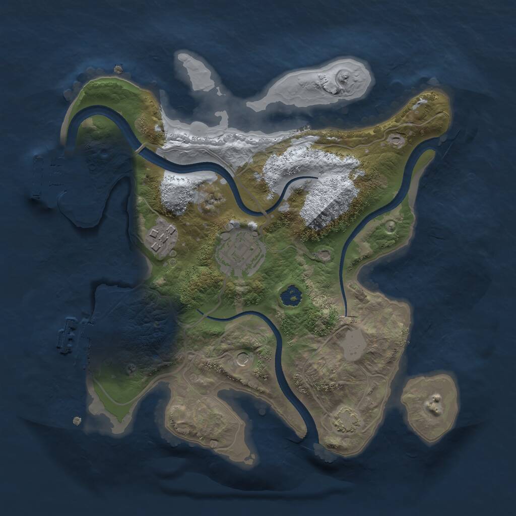 Rust Map: Procedural Map, Size: 2500, Seed: 47820350, 7 Monuments