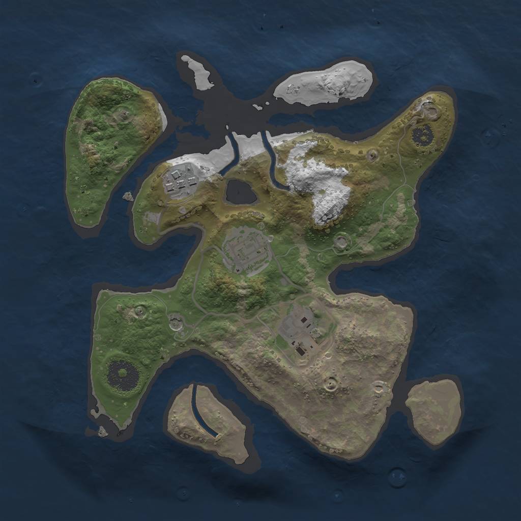 Rust Map: Procedural Map, Size: 2500, Seed: 47820350, 6 Monuments