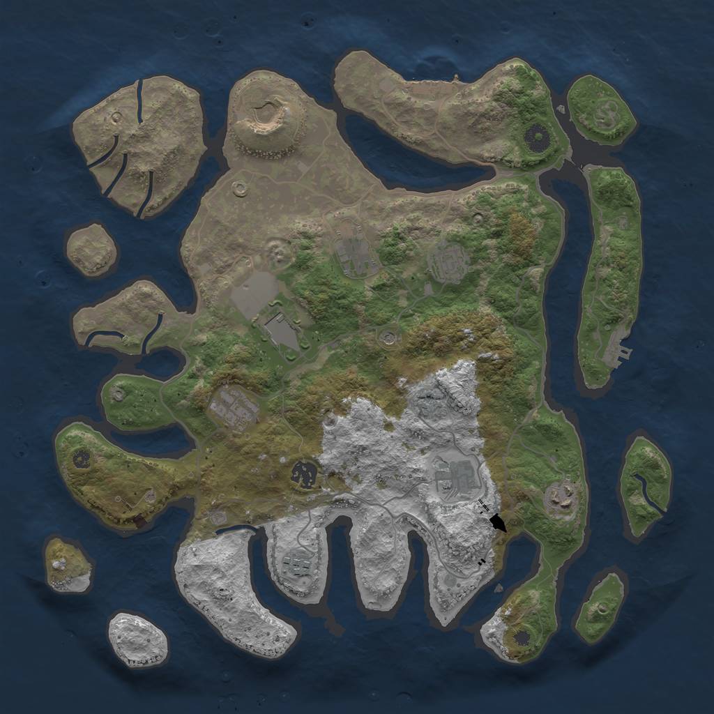 Rust Map: Procedural Map, Size: 4000, Seed: 774623, 14 Monuments