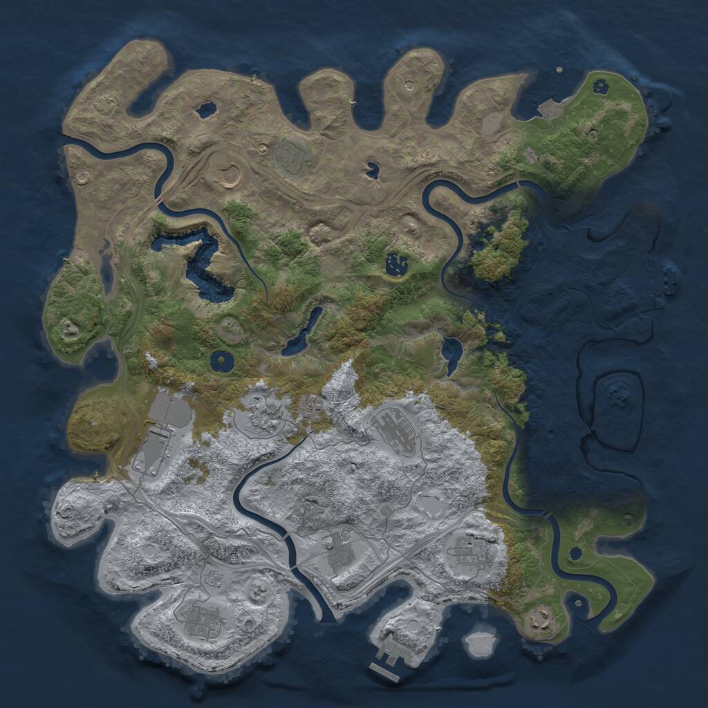 Rust Map: Procedural Map, Size: 4500, Seed: 1441244, 17 Monuments