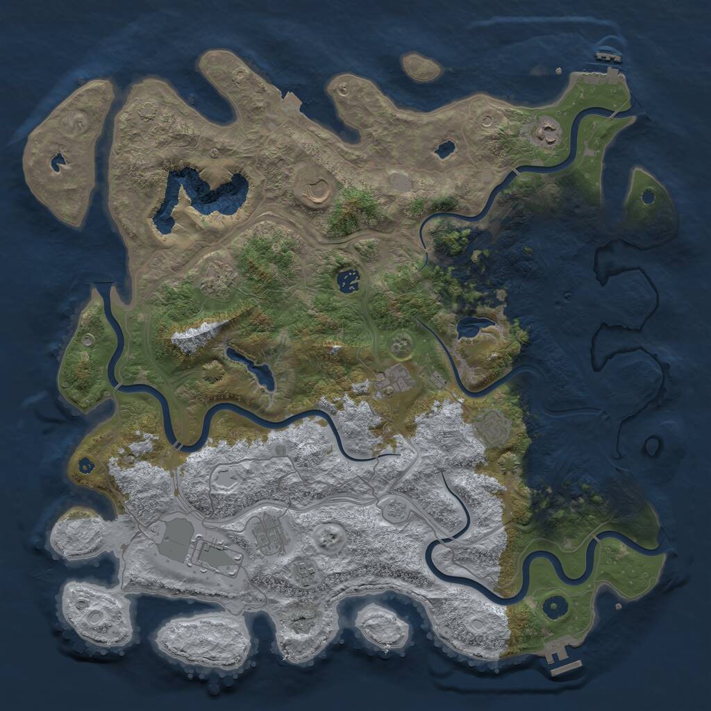 Rust Map: Procedural Map, Size: 4500, Seed: 1144540261, 15 Monuments