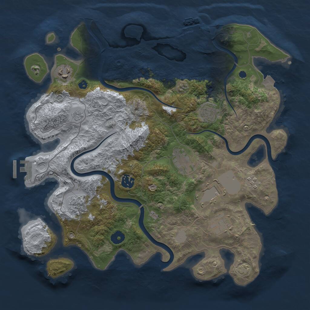 Rust Map: Procedural Map, Size: 3500, Seed: 2096742009, 14 Monuments