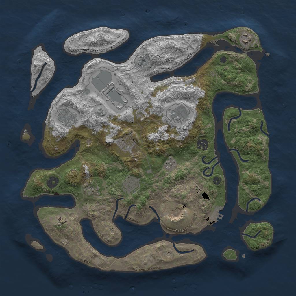 Rust Map: Procedural Map, Size: 3800, Seed: 12107, 14 Monuments