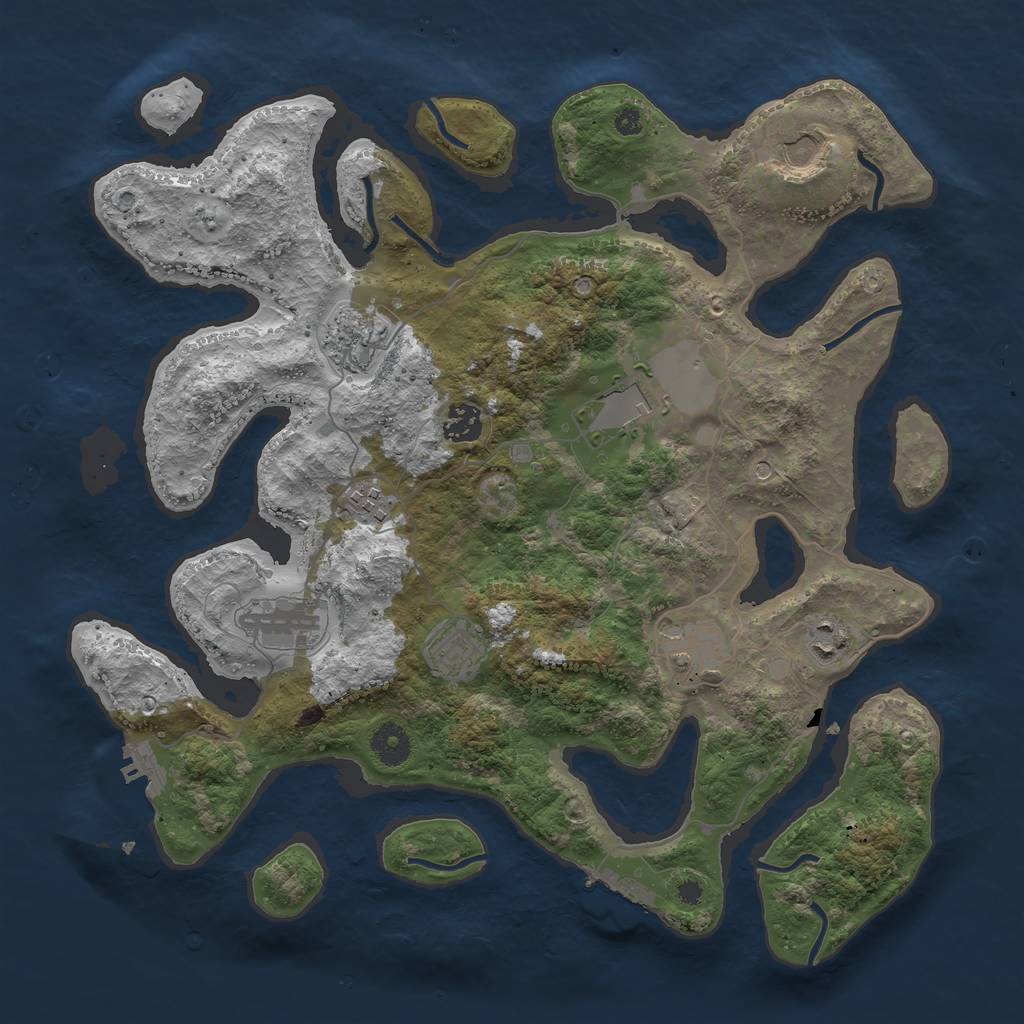 Rust Map: Procedural Map, Size: 3800, Seed: 42107, 14 Monuments