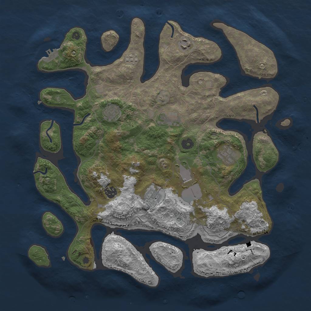 Rust Map: Procedural Map, Size: 4000, Seed: 1140561194, 12 Monuments