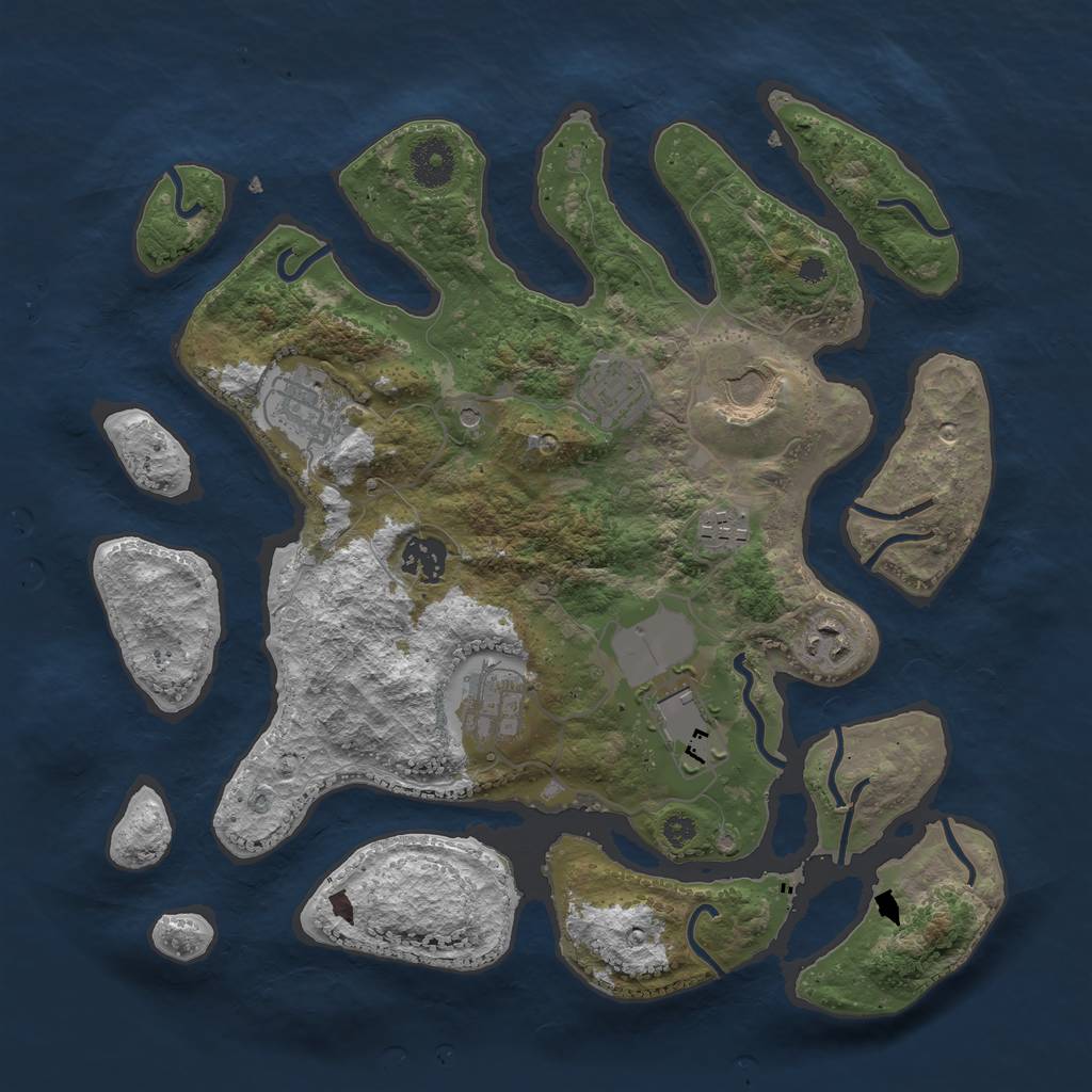 Rust Map: Procedural Map, Size: 3500, Seed: 60555690, 11 Monuments