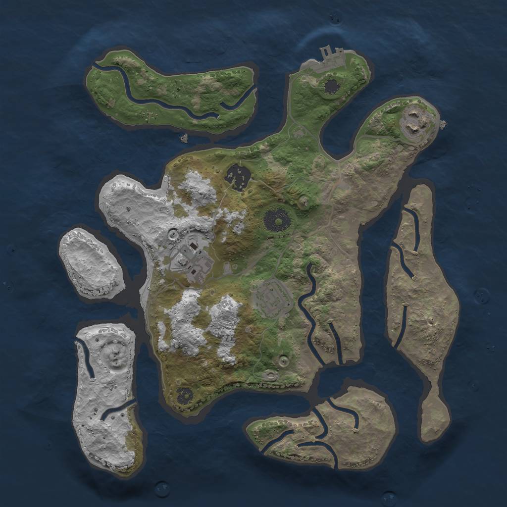 Rust Map: Procedural Map, Size: 3000, Seed: 152289, 7 Monuments