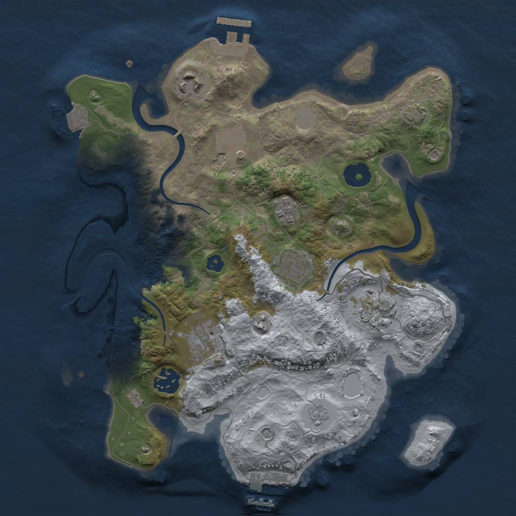 Rust Map: Procedural Map, Size: 3000, Seed: 47554341, 13 Monuments