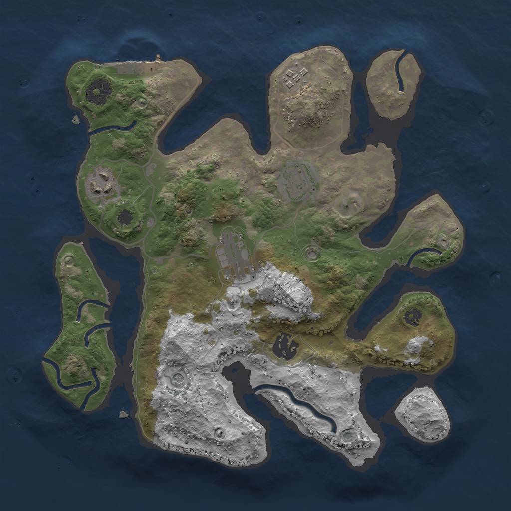 Rust Map: Procedural Map, Size: 3000, Seed: 1654, 9 Monuments