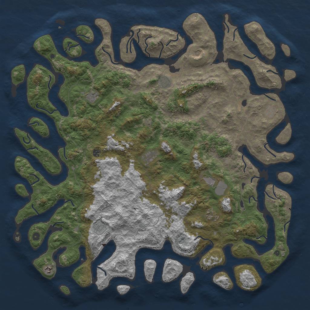 Rust Map: Procedural Map, Size: 6000, Seed: 2121969719, 14 Monuments