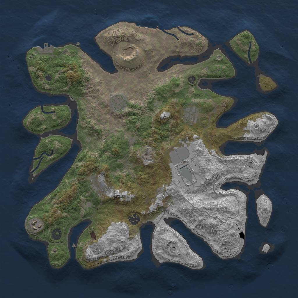 Rust Map: Procedural Map, Size: 4000, Seed: 60323, 13 Monuments