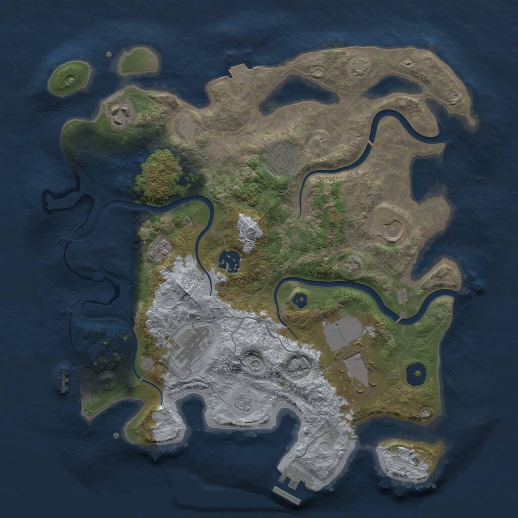 Rust Map: Procedural Map, Size: 3500, Seed: 54258, 13 Monuments