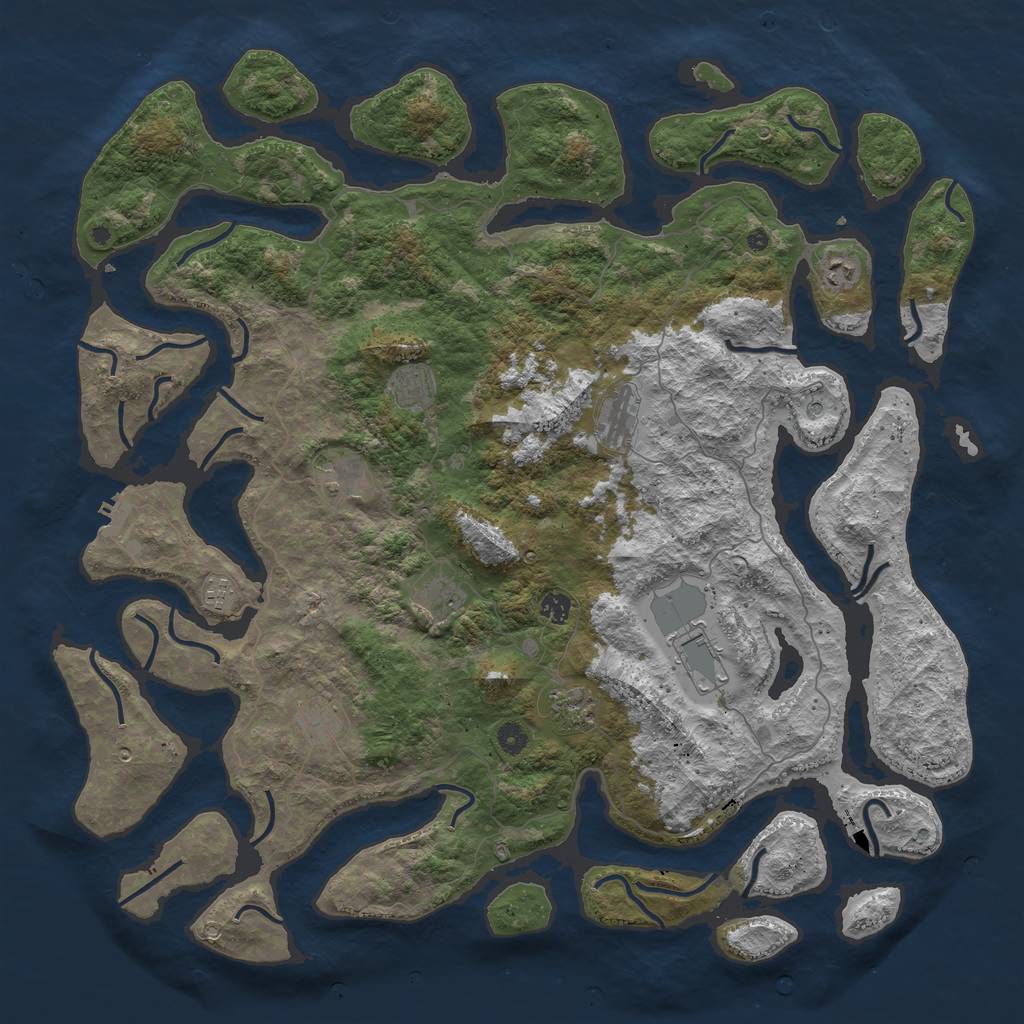 Rust Map: Procedural Map, Size: 5000, Seed: 236, 14 Monuments