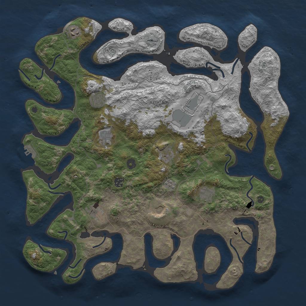 Rust Map: Procedural Map, Size: 4500, Seed: 1431881850, 14 Monuments