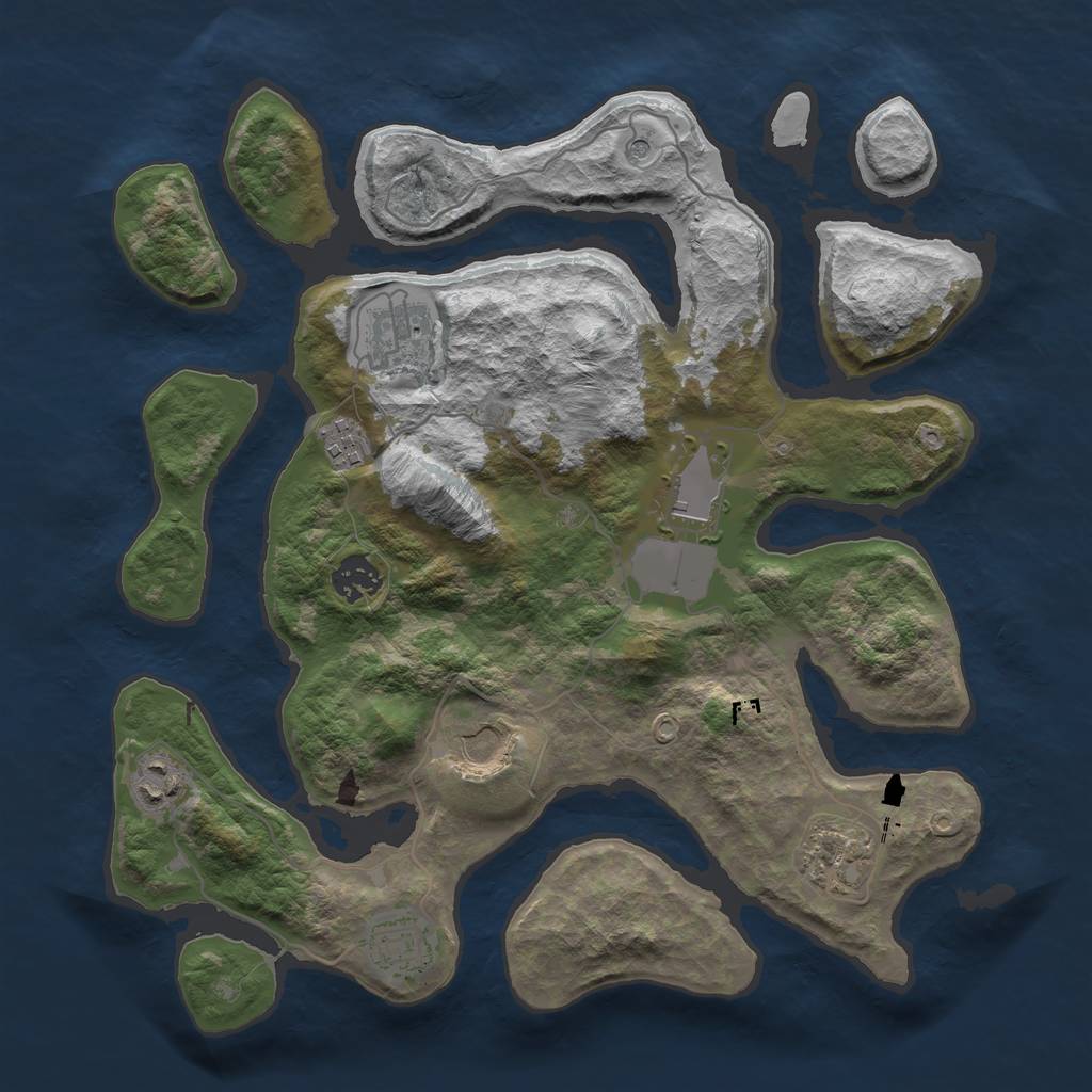 Rust Map: Barren, Size: 3500, Seed: 149669632, 11 Monuments
