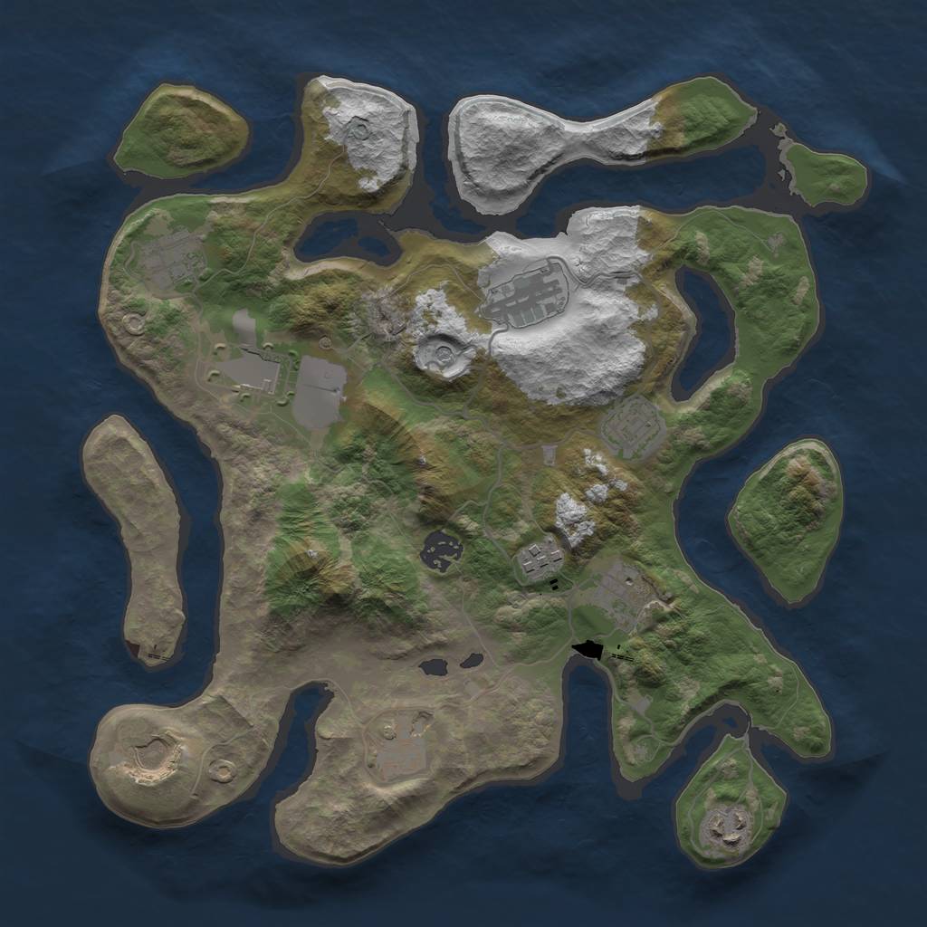 Rust Map: Barren, Size: 3500, Seed: 154611712, 13 Monuments