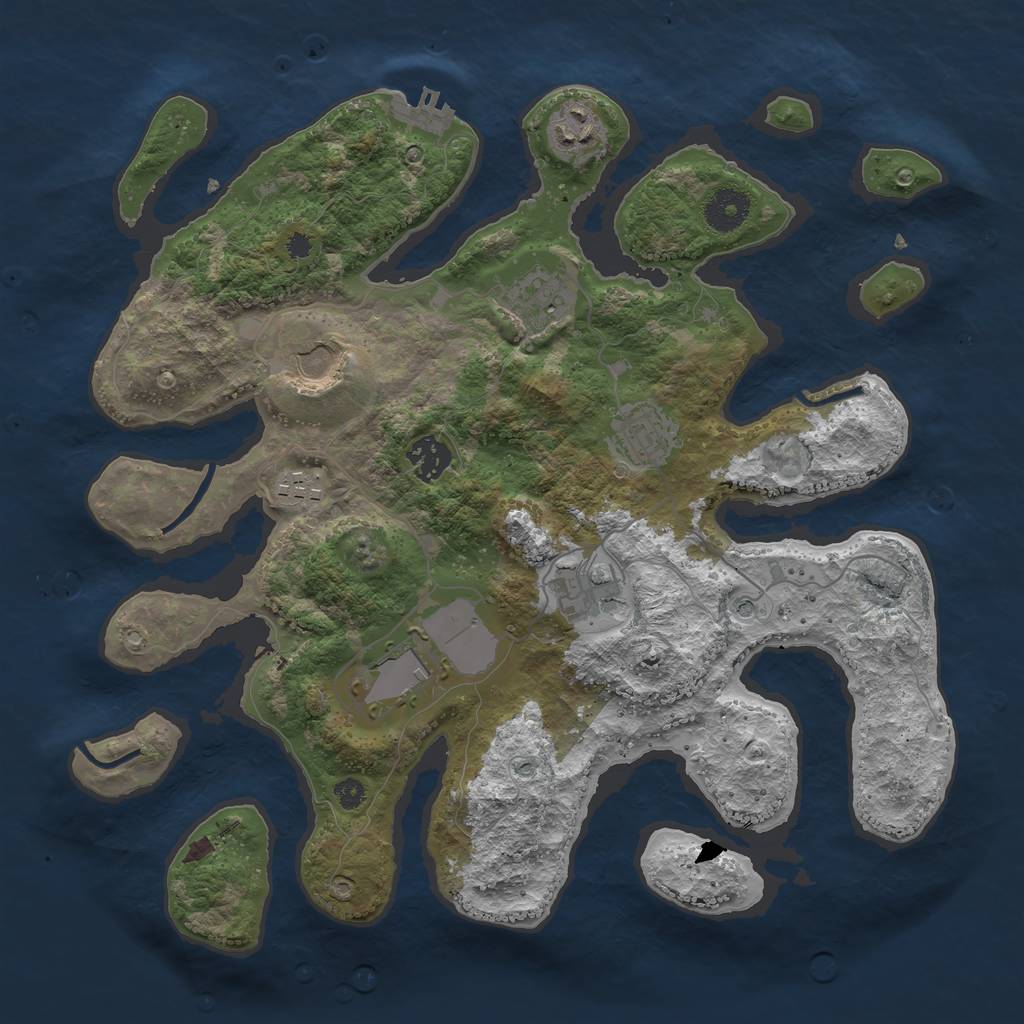 Rust Map: Procedural Map, Size: 3550, Seed: 6009, 12 Monuments