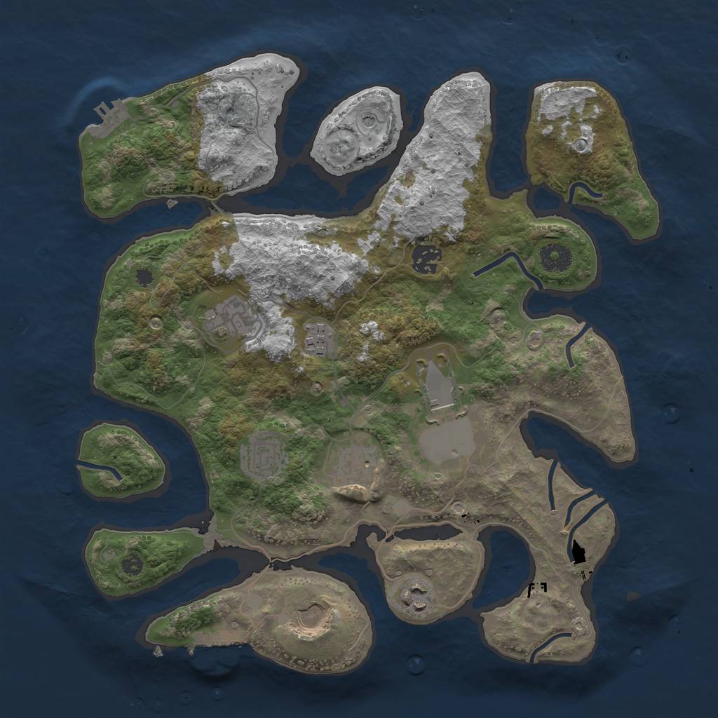 Rust Map: Procedural Map, Size: 3500, Seed: 1910759424, 13 Monuments