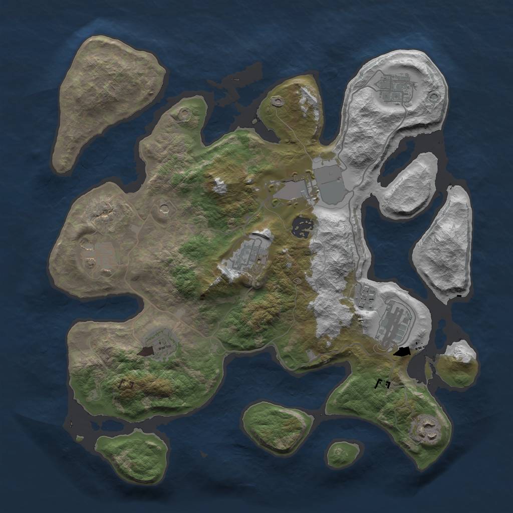 Rust Map: Barren, Size: 3500, Seed: 112846144, 12 Monuments