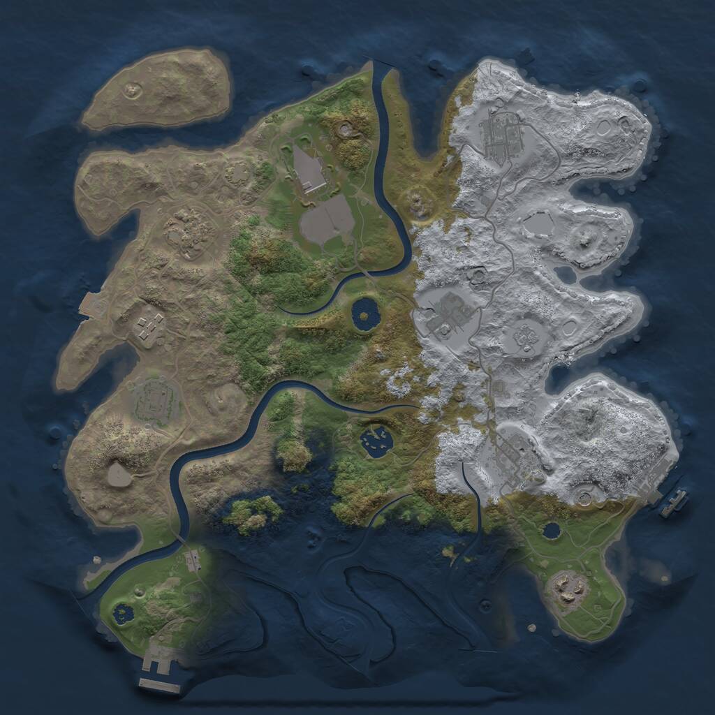Rust Map: Procedural Map, Size: 3500, Seed: 1911659008, 15 Monuments