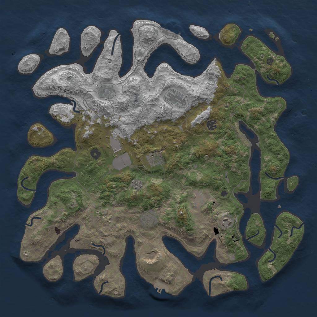 Rust Map: Procedural Map, Size: 4500, Seed: 6443731, 16 Monuments
