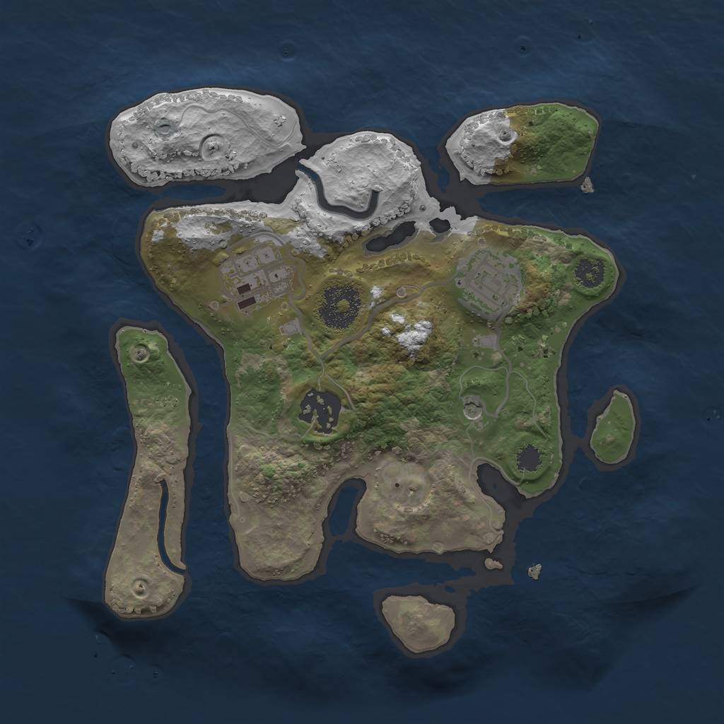 Rust Map: Procedural Map, Size: 2500, Seed: 10220721, 6 Monuments