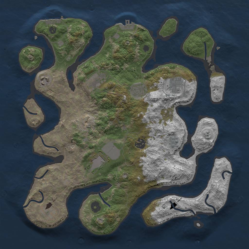 Rust Map: Procedural Map, Size: 3600, Seed: 292839104, 13 Monuments