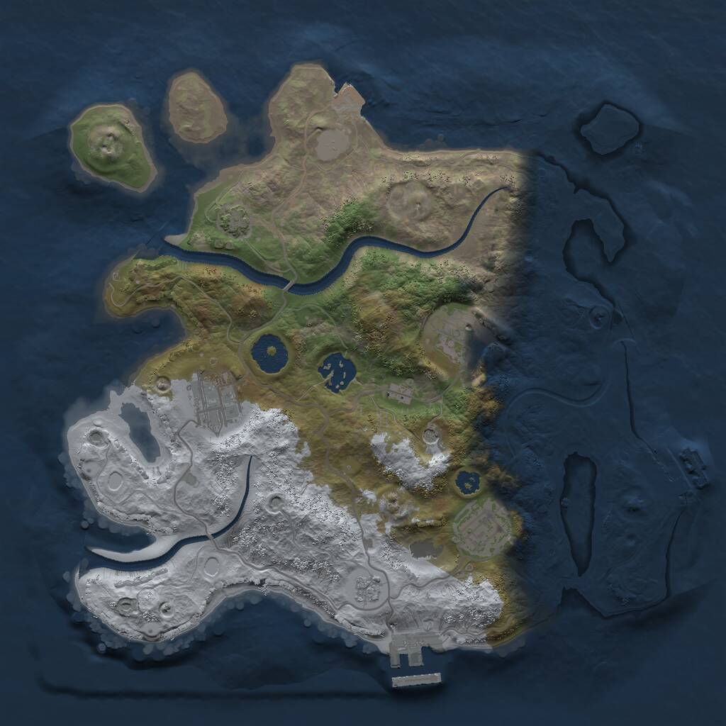 Rust Map: Procedural Map, Size: 3000, Seed: 16478, 10 Monuments