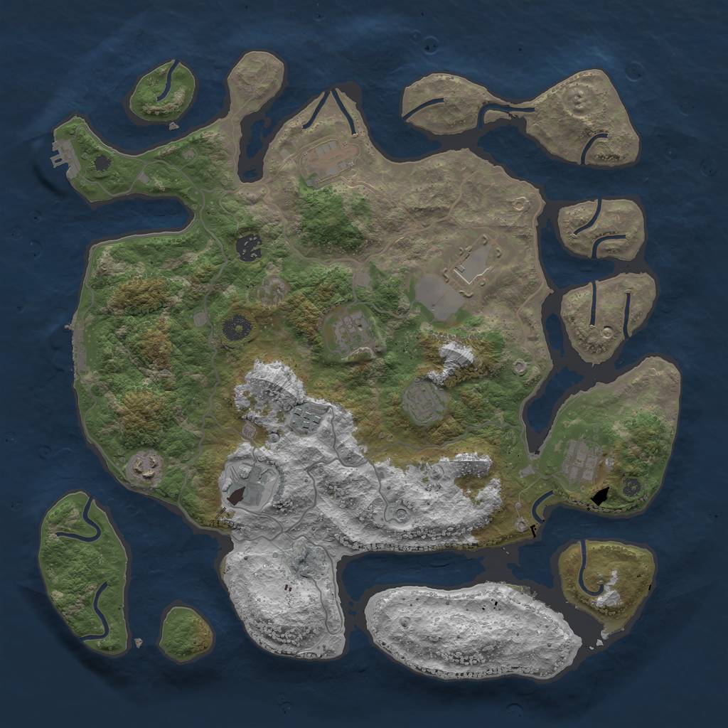 Rust Map: Procedural Map, Size: 4000, Seed: 291075, 14 Monuments