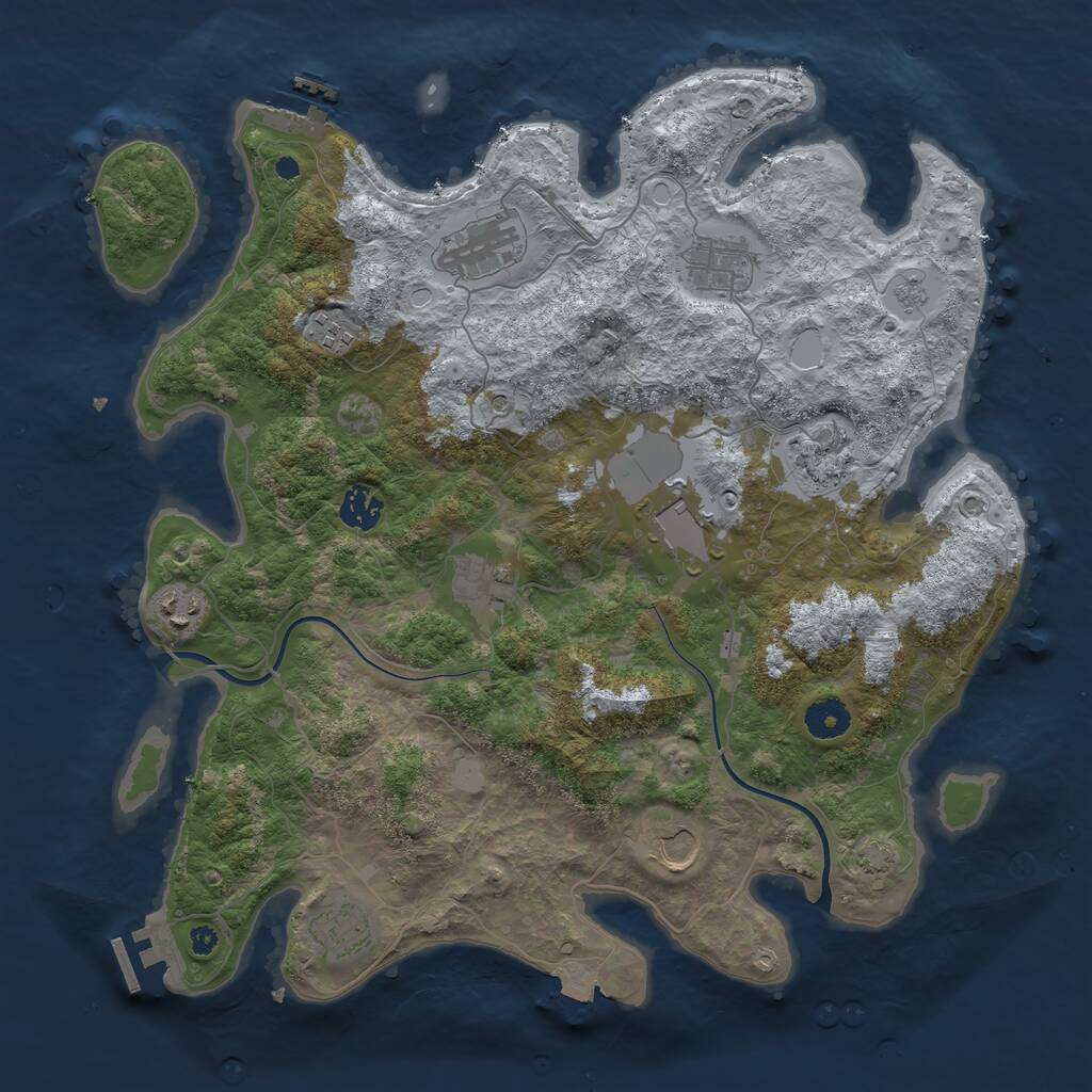 Rust Map: Procedural Map, Size: 3850, Seed: 1954757004, 16 Monuments