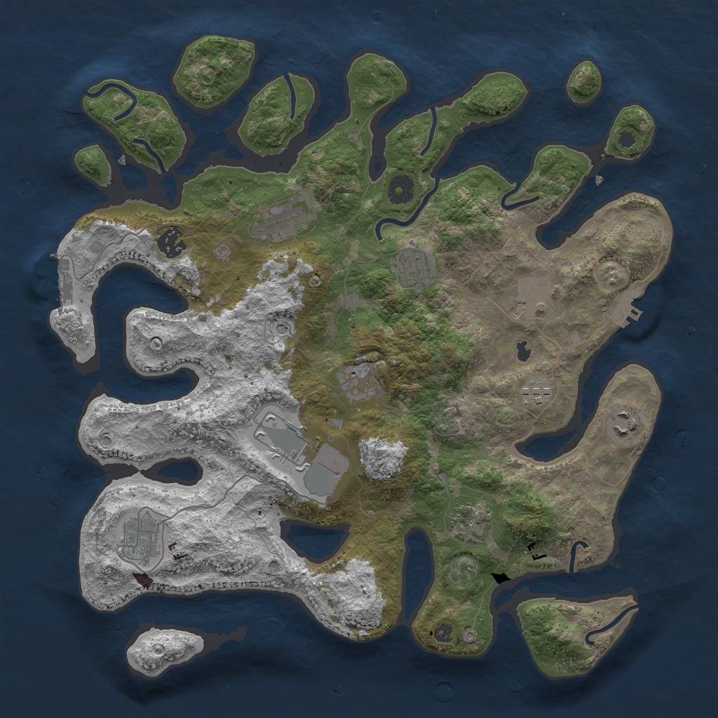 Rust Map: Procedural Map, Size: 3850, Seed: 669371878, 15 Monuments