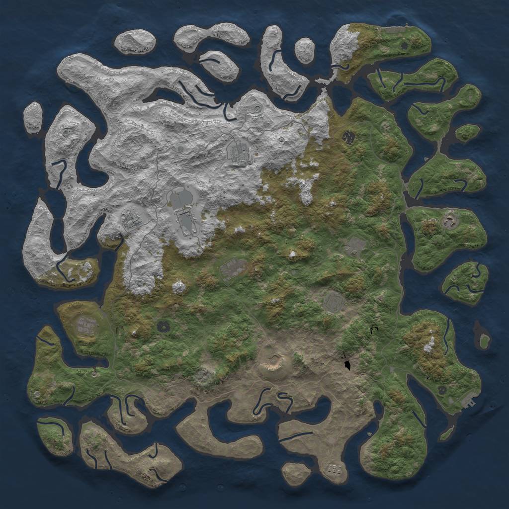 Rust Map: Procedural Map, Size: 6000, Seed: 2241990, 16 Monuments