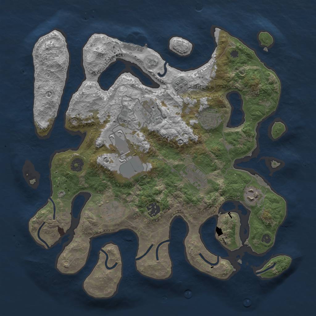 Rust Map: Procedural Map, Size: 3500, Seed: 187705, 11 Monuments
