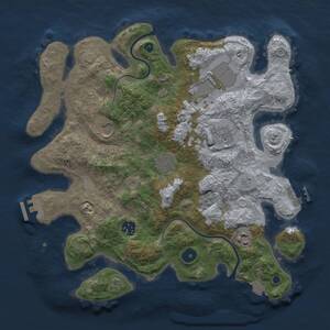 Thumbnail Rust Map: Procedural Map, Size: 3500, Seed: 909595, 13 Monuments